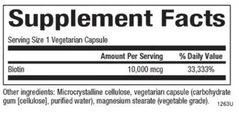 Natural Factors Biotin 10000 мкг Коса, Кожа и Нокти Биотин - 60 веге капсули, 60 дози