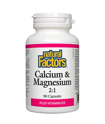 Natural Factors Calcium & Magnesium + Vitamin D3 Калций и Магнезий + Витамин D3 - 90 капсули, 90 дози