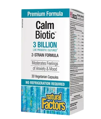 Natural Factors Calm Biotic® 3 Billion Live Probiotic Cultures, 2 Strains Пробиотик Срещу Стрес и Нервен Стомах 3 млрд. Активни Пробиотици, 2 щама - 30 веге капсули, 30 дози