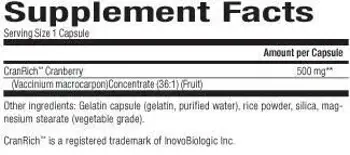 Natural Factors Cranberry Concentrate 500 мг Червена боровинка CranRich® Мощен Концентрат Срещу Уроинфекции - 90 капсули, 90 дози