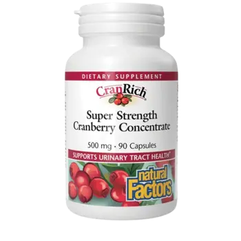 Natural Factors Cranberry Concentrate 500 мг Червена боровинка CranRich® Мощен Концентрат Срещу Уроинфекции - 90 капсули, 90 дози