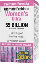Natural Factors Ultimate Probiotic Women’s Ultra, 9 Strain Formula Пробиотик за Жени Подкрепа за Храносмилането и Имунитета, 55 млрд. CFU - 30 веге капсули, 30 дози