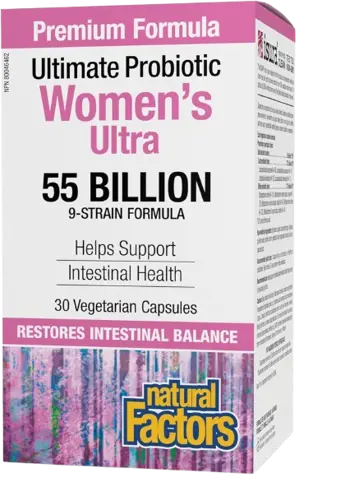Natural Factors Ultimate Probiotic Women’s Ultra, 9 Strain Formula Пробиотик за Жени Подкрепа за Храносмилането и Имунитета, 55 млрд. CFU - 30 веге капсули, 30 дози