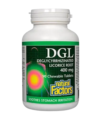 Natural Facotrs DGL 400 мг - 90 дъвчащи таблетки, 90 дози