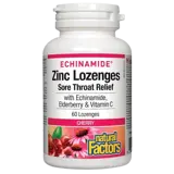 NATURAL FACTORS Echinamide Zinc Lozenges Цинк, Eхинацея, Витамин С и Черен Бъз - 60 таблетки за смучене с вкус на череша, 60 дози