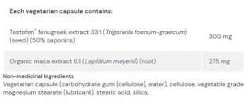 Natural Factors Формула за Мъже Regenerlife™ TestoVitality with Organic Maca Extract Тестостерон, Енергия и Мъжка Виталност - 60 веге капсули, 60 дози