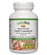 Natural Factors GarlicRich® Super Strenght Garlic Concentrate Чесън Супер Концентрат - 90 стомашно устойчиви софтгел капсули, 90 дози