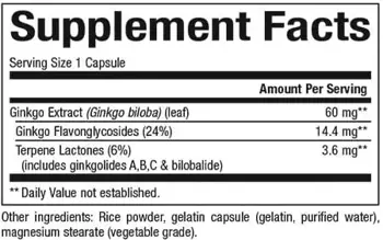 Natural Factors Ginkgo Biloba 60 мг Памет и Kонцентрация Гинко Билоба - 120 капсули, 60 дози