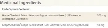 Natural Factors Horse Chestnut & Grape Seed 350 мг Див Кестен и Гроздово Семе Мощен Венотоник за Здрави Вени - 60 капсули, 30 дози