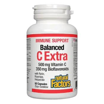 Natural Factors Immune Support Balanced C Extra 500 мг With Bioflavonoids 350 мг Антиоксидант, Имуностимулатор и Венотоник - 90 капсули, 90 дози