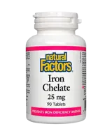 Natural Factors Iron Chelate 25 мг Желязо Хелат - 90 таблетки, 90 дози