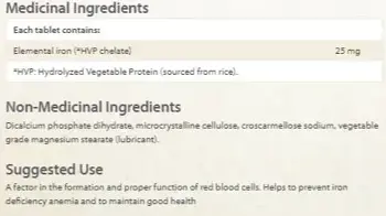 Natural Factors Iron Chelate 25 мг Желязо Хелат - 90 таблетки, 90 дози