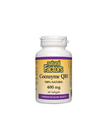 Natural Factors Коензим Q10 400 мг Сърдечно Здраве и Антиоксидантна Защита Coenzyme Q10 100% Натурален - 60 гел капсули, 60 дози