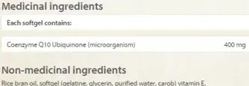 Natural Factors Коензим Q10 400 мг Сърдечно Здраве и Антиоксидантна Защита Coenzyme Q10 100% Натурален - 60 гел капсули, 60 дози