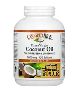 Natural Factors Кокосово масло 1000 мг CoconutRich™ Coconut Oil Extra Virgin - 120 гел капсули, 30 дози