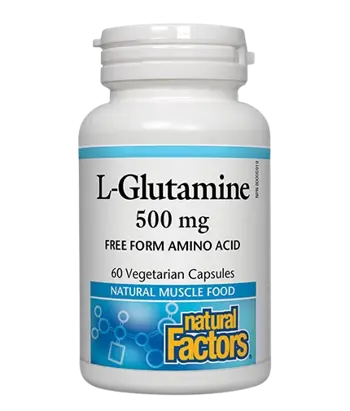 Natural Factors L-Glutamine 500 мг За Чревната Бариера и Мускулната Функция Л-Глутамин - 60 капсули, 15 дози