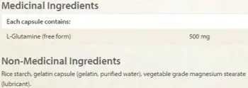 Natural Factors L-Glutamine 500 мг За Чревната Бариера и Мускулната Функция Л-Глутамин - 60 капсули, 15 дози