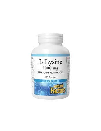 Natural Factors L-Lysine 1000 мг Херпес Симплекс, Костна Система Л-Лизин
