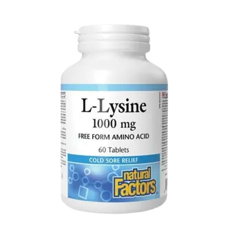 Natural Factors L-Lysine 1000 мг Херпес Симплекс, Костна Система Л-Лизин