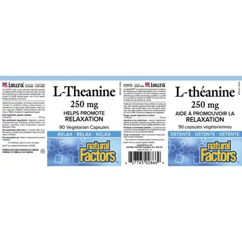Natural Factors L - Theanine 250 mg -  Л-Теанин 250 мг Концентрация, Релакс и Емоционален Баланс - 90 веге капсули, 90 дози