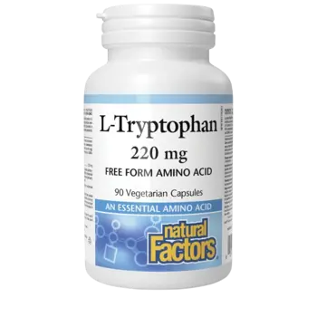 Natural Factors Л-Триптофан Подпомага Съня и Доброто Настроение - 90 веге капсули, 90 дози