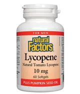 Natural Factors Lycopene 10 мг Lycopene Ликопен и Тиквено Семе Масло Формула за Мъжко Здраве - 60 гел капсули, 60 дози