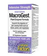 Natural Factors MacroGest™ Plant Enzyme Formula Растителни Храносмилателни Ензими MacroGest™ За Вегетарианци, Вегани и Придържащи се към Суровоядство - 60 веге капсули, 60 дози