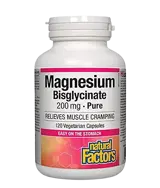 Natural Factors Magnesium Bisglycinate 200 мг Магнезий Бисглицинат - 120 веге капсули, 120 дози