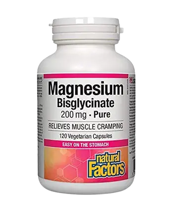 Natural Factors Magnesium Bisglycinate 200 мг Магнезий Бисглицинат - 120 веге капсули, 120 дози