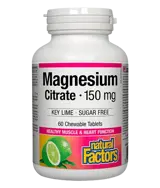 Natural Factors Magnesium Citrate 150 мг Магнезий Цитрат - 60 дъвчащи таблетки, 60 дози