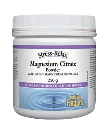 Natural Factors Magnesium Citrate Powder 300 мг Магнезий Цитрат Stress Relax - 250 грама, 75 дози