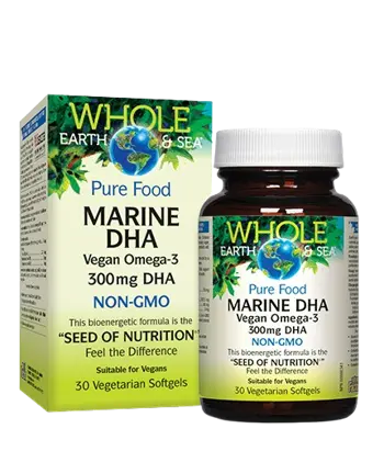 Natural Factors Marine DHA 300 мг Vegan Omega 3 NON-GMO Веган Омега-3 от Микроводорасли - 30 софтгел капсули, 30 дози