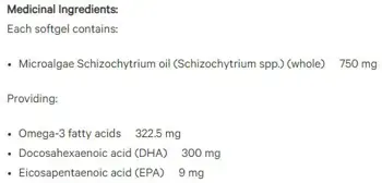Natural Factors Marine DHA 300 мг Vegan Omega 3 NON-GMO Веган Омега-3 от Микроводорасли - 30 софтгел капсули, 30 дози