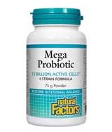 Natural Factors Mega Probiotic 12 Billion Active Probiotics Powder Мега Пробиотик 4 Щама, 12 млрд. Активни Пробиотици - 75 грама, 75 дози