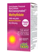 Natural Factors Methylfolate 1000 мкг / 50 мкг Plus Methylcobalamin B12 - 60 сублингвални таблетки, 60 дози