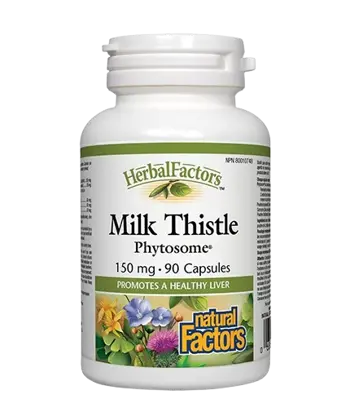 Natural Factors Milk Thistle Phytosome 150 мг Черен Дроб и Жлъчка Бял Трън Phytosome® - 90 капсули, 90 дози