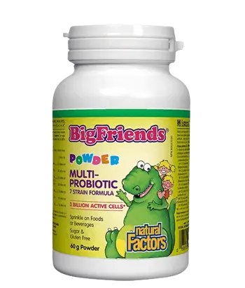 Natural Factors Multi-Probiotic Powder Big Friends® 3 Billion Active Cells, 7 Strains Мулти Пробиотик за Деца - 60 грама, 120 дози