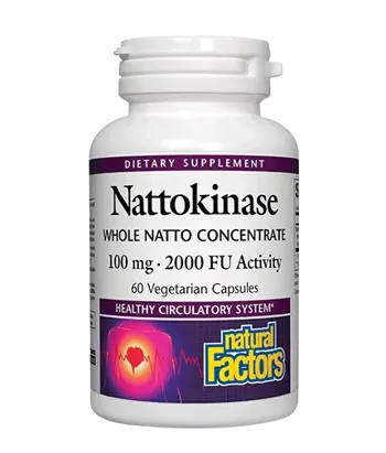 Natural Factors Nattokinase 100 мг Сърдечно Съдово Здраве Натокиназа - 60 веге капсули, 60 дози