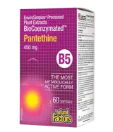 Natural Factors Pantethine BioCoenzymated™ 450 мг Пантетин Витамин В5 - 60 гел капсули, 60 дози