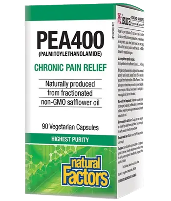 NATURAL FACTORS PEA400 Palmitoylethanolamide Против Болка и Възпаление ПЕА (палмитоелетаноламид) - 90 веге капсули, 90 дози