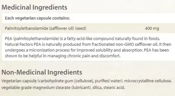NATURAL FACTORS PEA400 Palmitoylethanolamide Против Болка и Възпаление ПЕА (палмитоелетаноламид) - 90 веге капсули, 90 дози