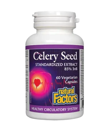 Natural Factors Подагра и Високо Кръвно Налягане Целина Семенa 75 мг Celery Seed - 60 веге капсули, 60 дози