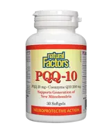 Natural Factors PQQ-10 200 мг Пиролоквинолин Квинон 20 мг + Коензим Q10 200 мг - 30 гел капсули, 30 дози