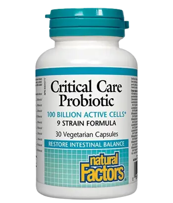 Natural Factors Пробиотици Critical Care Probiotic 9 Щама, 100 млрд. Активни Пробиотици - 30 веге капсули, 30 дози