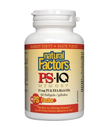 Natural Factors PS-IQ Memory Формула за Памет и Концентрация PS IQ С Фосфатидилсерин & Масла от Вечерна Иглика и Риба Тон - 60 гел капсули, 30 дози