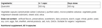 Natural Factors Quercetin 500 мг Кверцетин - 60 веге капсули, 60 дози