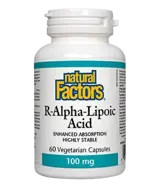 Natural Factors R-Alpha-Lipoic Acid 100 мг Диабет и Диабетна Невропатия Алфа-Липоева Киселина (R-форма) - 60 веге капсули, 60 дози