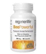 NATURAL FACTORS Regenerlife™ BeePowerful 300 мг Пчелен Прашец, Прополис, Сибирски Женшен, Зелен Чай Имунна Защита и Естествена Енергия - 90 капсули, 90 дози