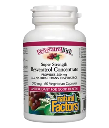 Natural Factors Ресвератрол Супер Концентрат – Антиоксидант ResveratrolRich® Concentrate - 60 веге капсули, 60 дози