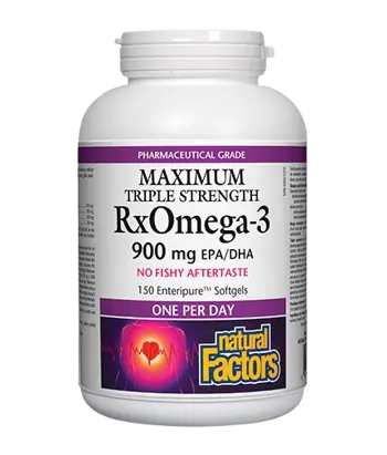 NATURAL FACTORS RX Omega 3 Triple Strength 900 мг Рибено Масло - 150 гел капсули, 150 дози